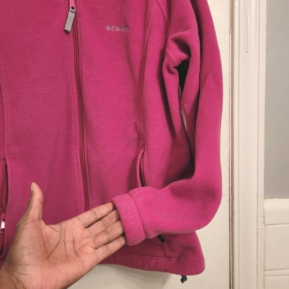 COLUMBIA Women's 2X plus size Fuchsia Pink full zip warm cozy fleece jacket - Picture 6 of 13